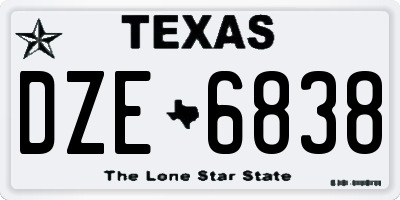 TX license plate DZE6838