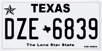TX license plate DZE6839