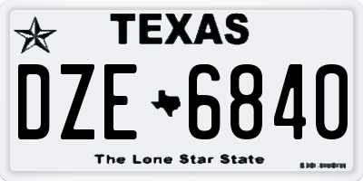 TX license plate DZE6840