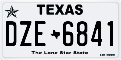 TX license plate DZE6841