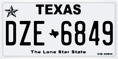 TX license plate DZE6849
