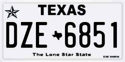 TX license plate DZE6851