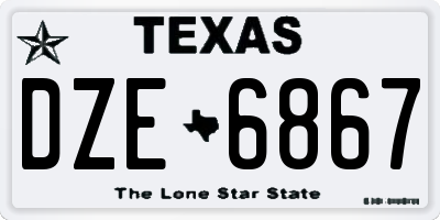 TX license plate DZE6867