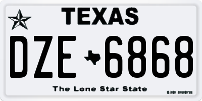 TX license plate DZE6868