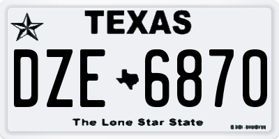 TX license plate DZE6870