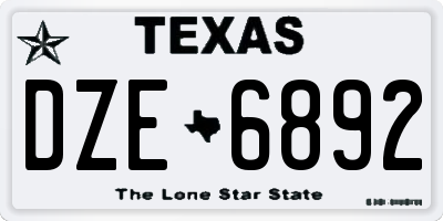 TX license plate DZE6892