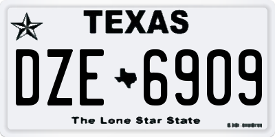 TX license plate DZE6909