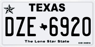 TX license plate DZE6920