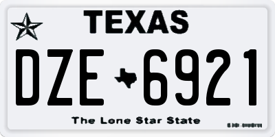 TX license plate DZE6921