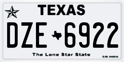 TX license plate DZE6922