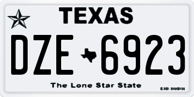 TX license plate DZE6923