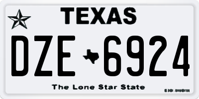TX license plate DZE6924