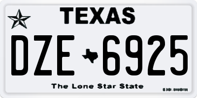 TX license plate DZE6925