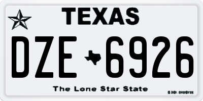 TX license plate DZE6926