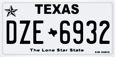 TX license plate DZE6932