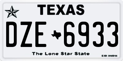 TX license plate DZE6933