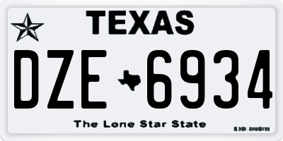 TX license plate DZE6934