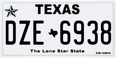 TX license plate DZE6938