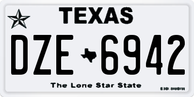 TX license plate DZE6942