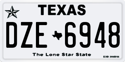 TX license plate DZE6948