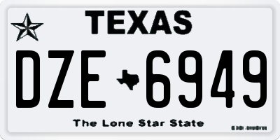 TX license plate DZE6949