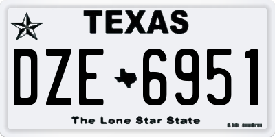 TX license plate DZE6951