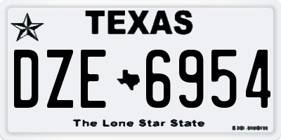 TX license plate DZE6954