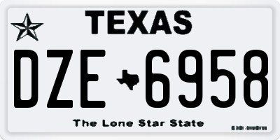 TX license plate DZE6958