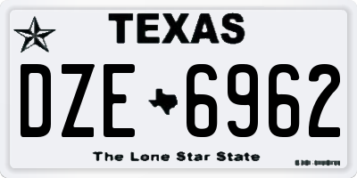 TX license plate DZE6962