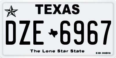 TX license plate DZE6967