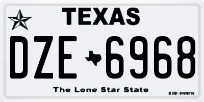 TX license plate DZE6968