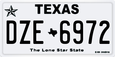 TX license plate DZE6972