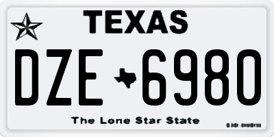 TX license plate DZE6980