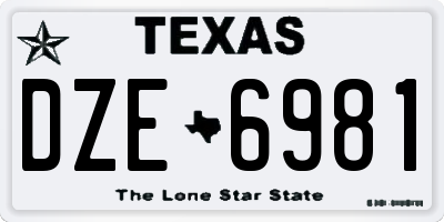 TX license plate DZE6981