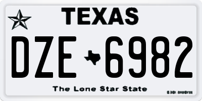 TX license plate DZE6982