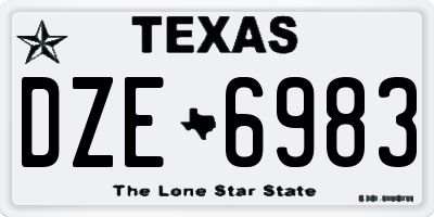 TX license plate DZE6983