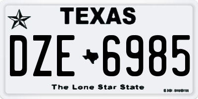 TX license plate DZE6985