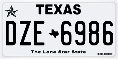 TX license plate DZE6986