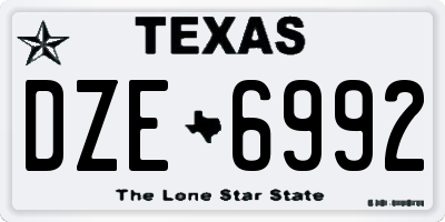 TX license plate DZE6992
