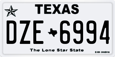 TX license plate DZE6994