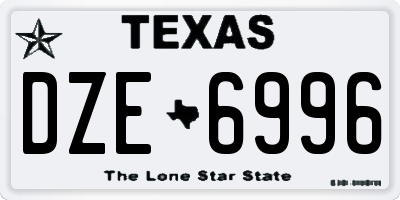 TX license plate DZE6996