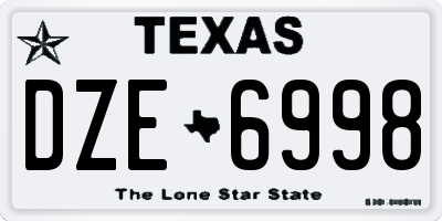 TX license plate DZE6998