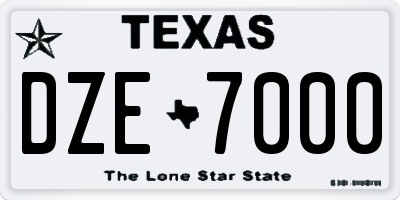 TX license plate DZE7000