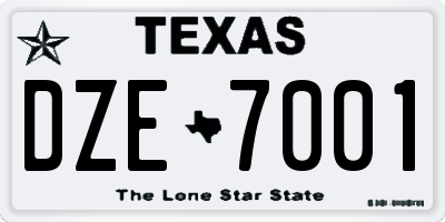 TX license plate DZE7001