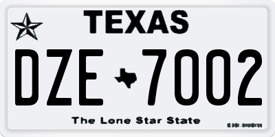 TX license plate DZE7002