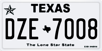 TX license plate DZE7008