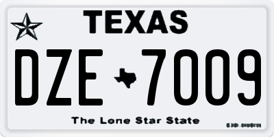 TX license plate DZE7009