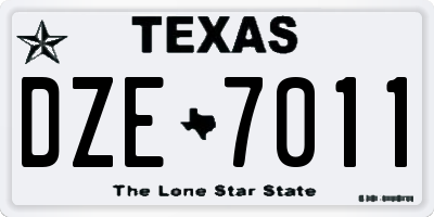 TX license plate DZE7011
