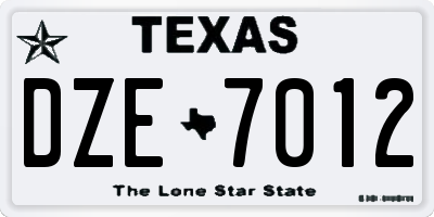 TX license plate DZE7012