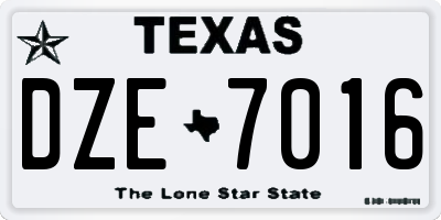 TX license plate DZE7016